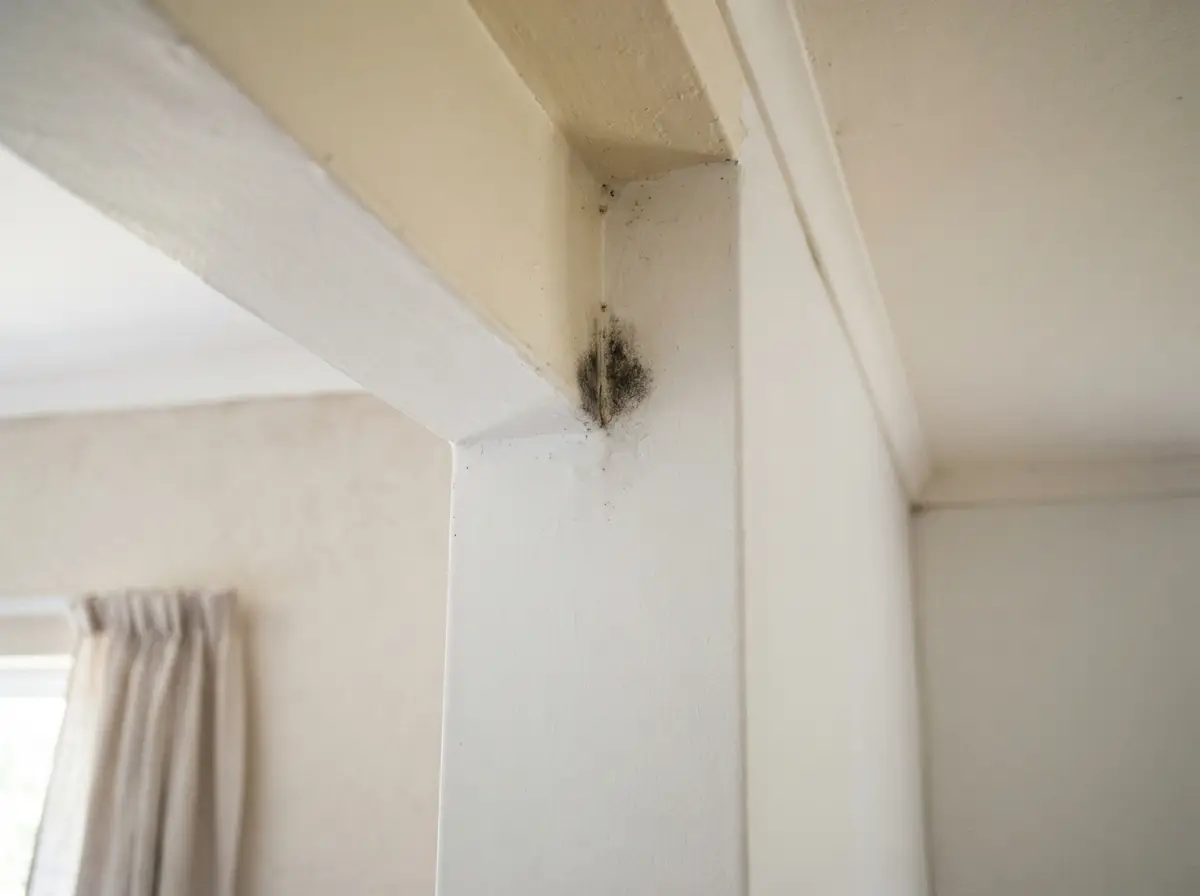 A faint dark mould patch in a wall-ceiling corner of a Pretoria home