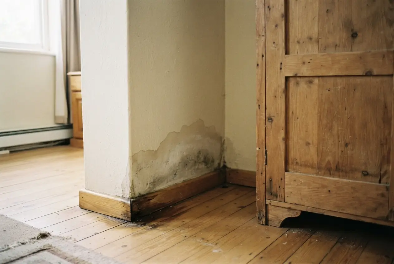 A damp corner behind a piece of furniture in a Pretoria home