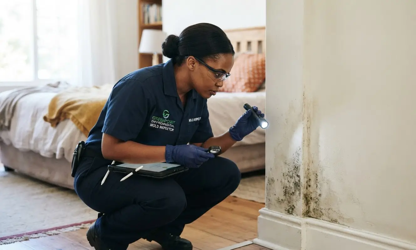Inspector conducting a visual and moisture assessment